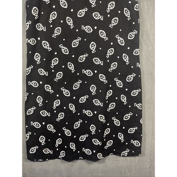 Soft As a Grape Cape Cod Tropical Fish 100% Linen Black Shift Dress Size Large - Picture 5 of 6